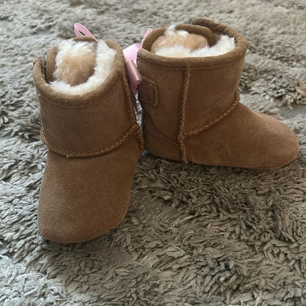UGG Brown Kids Boots with Pink Bow